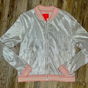 Silver slinky bomber style jacket